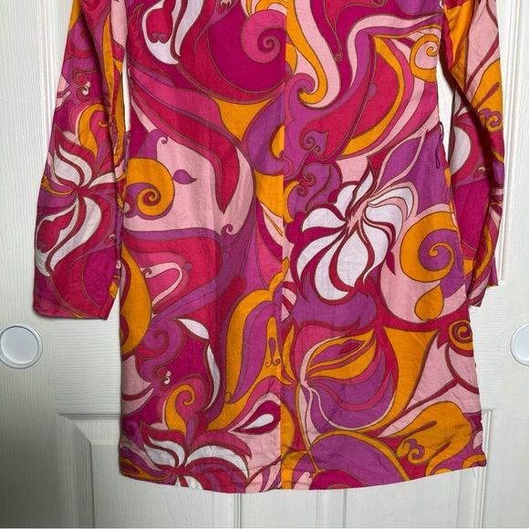 Banana Republic Trina Turk Purple Mod 60's Dress Size 0 Cotton Silk XSmall Lined - Picture 8 of 12